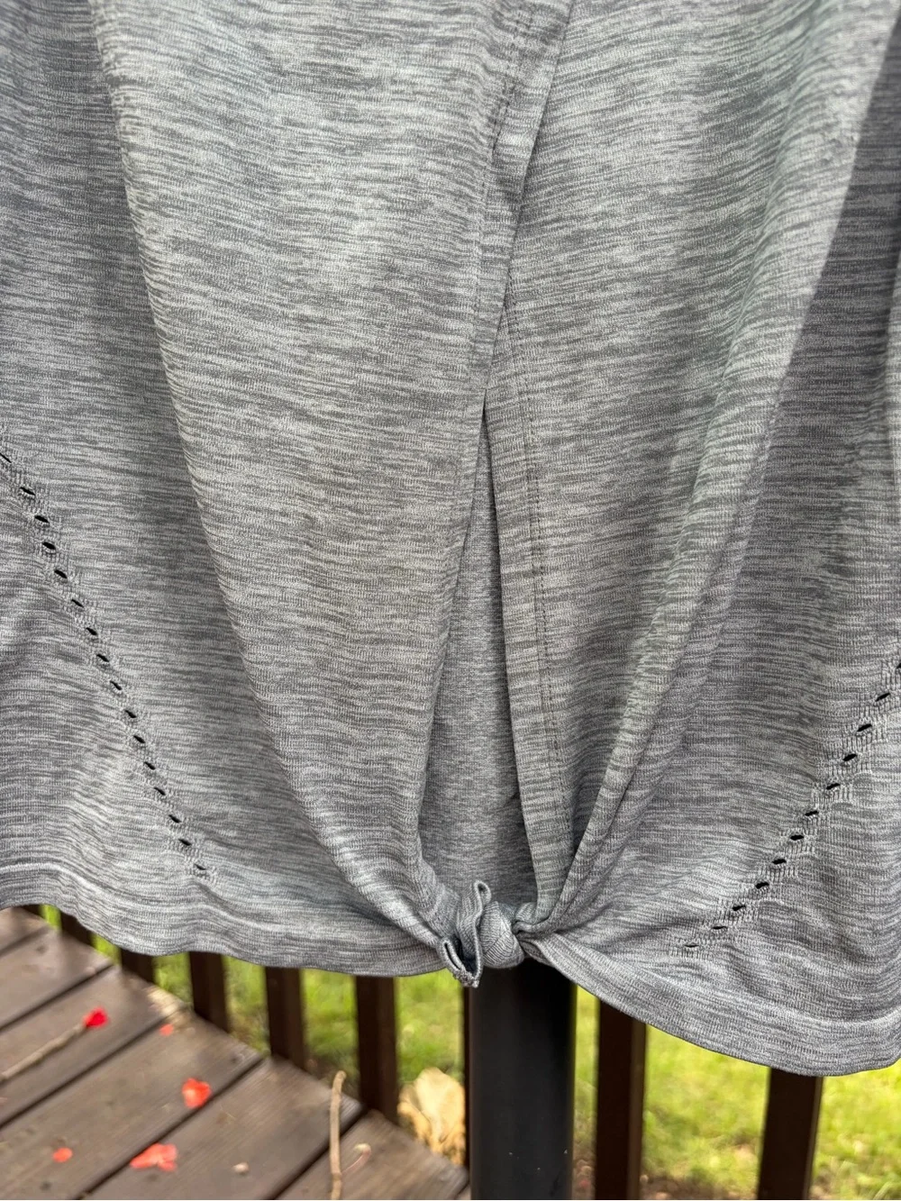 Athleta Gray Sleeveless Performance Tank with Eyelet Detail